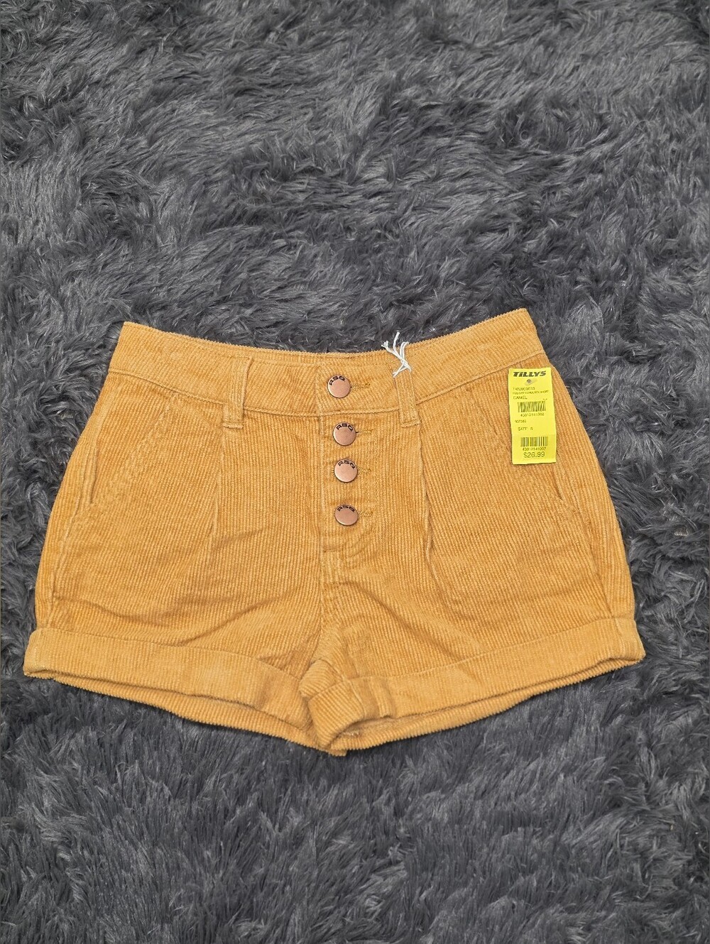Tilly's- Corduroy High Waist Button Shorts. Girls Size 8. NWT
